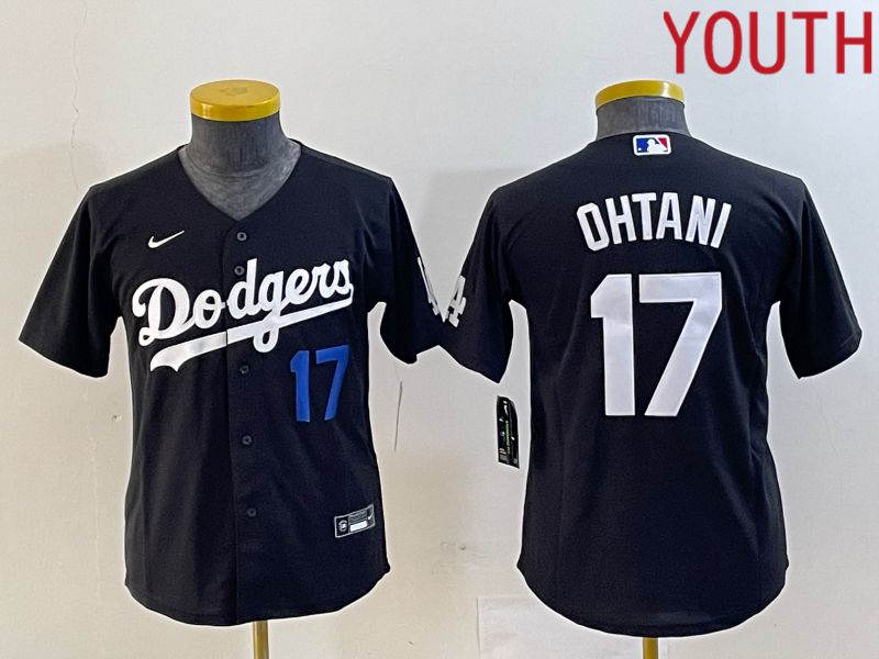Youth Los Angeles Dodgers 17 Ohtani Black Nike Game MLB Jersey style 2
